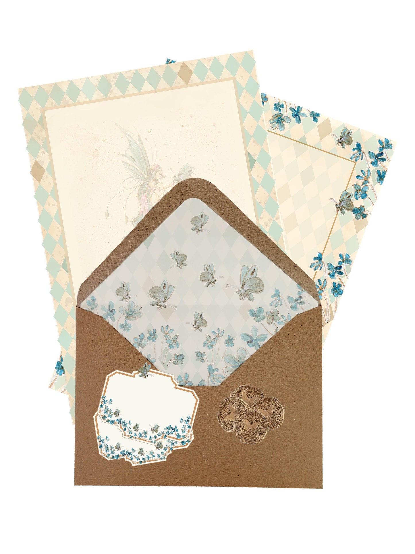 Whimsical Mushroom Stationery Set - Firefly Study Fairy Snail Cottagecore Writing Kit