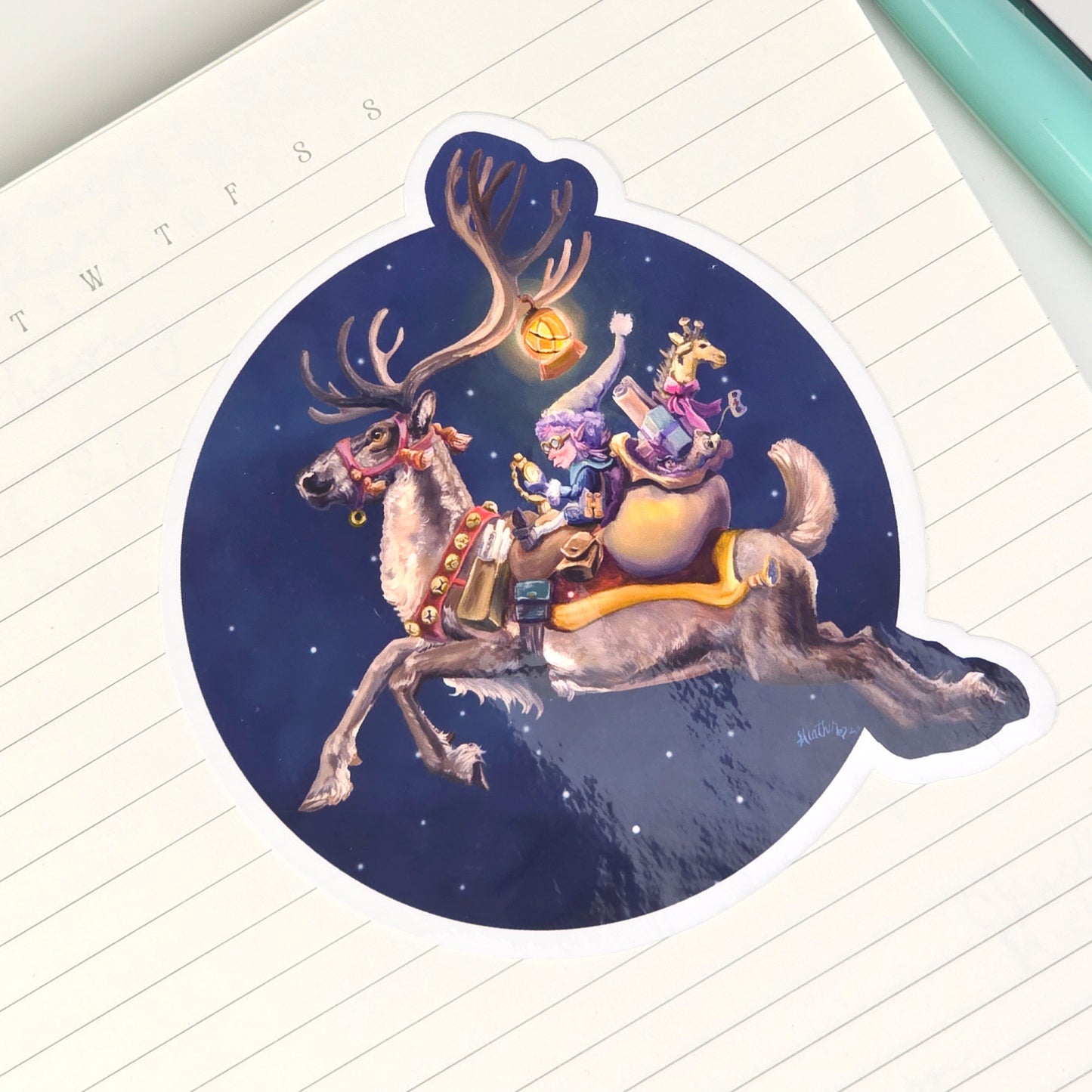 Elf & Reindeer Gift Delivery Express Sticker | Santa's Helper| Whimsical Christmas Journal Sticker| Die cut Vinyl Christmas Decal