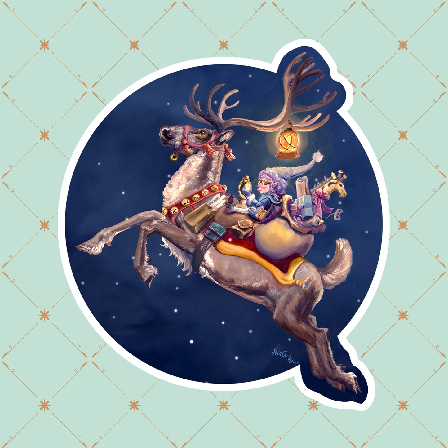 Elf & Reindeer Gift Delivery Express Sticker | Santa's Helper| Whimsical Christmas Journal Sticker| Die cut Vinyl Christmas Decal