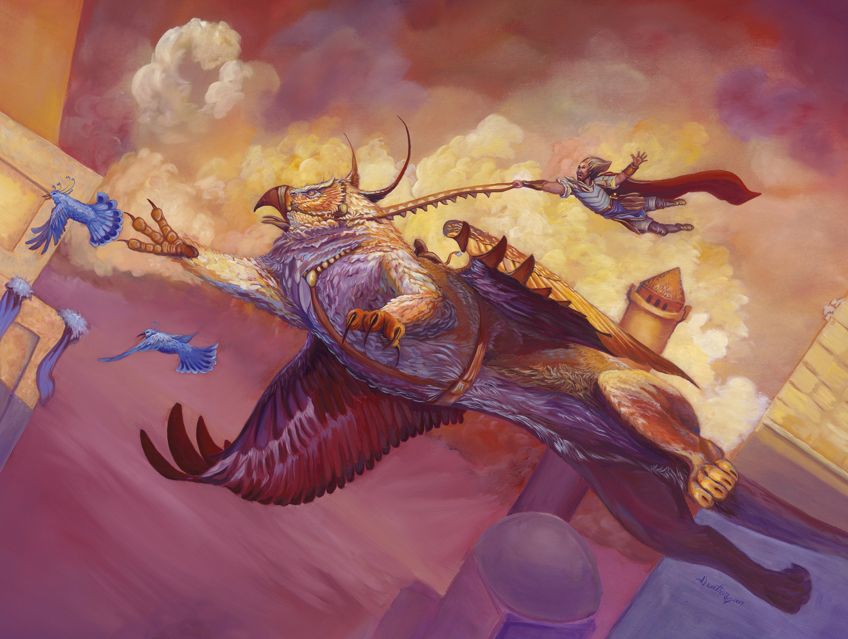 Gryphon Rider Gryphon Rider Art. Original Fantasy Oil Painting. Hang in There. Magic ...